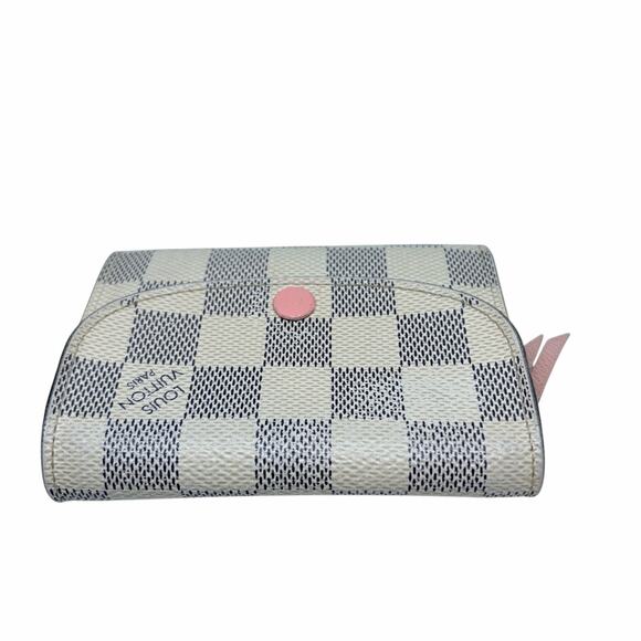 Louis Vuitton Rosalie Coin Purse Wallet Damier Azur Canvas Pink Leather Interior - Picture 6 of 13